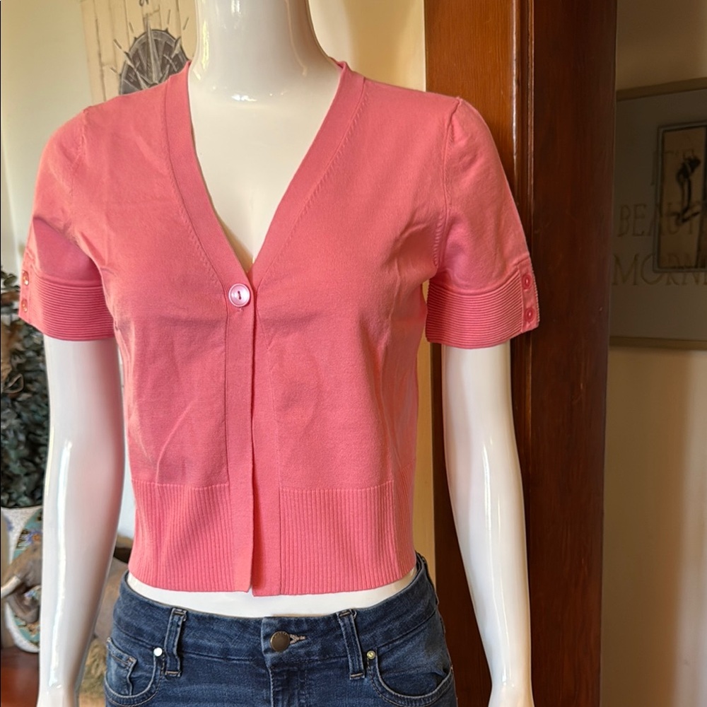 NWT Style&Co size small Pink V-Neck Button-Up Women's Top